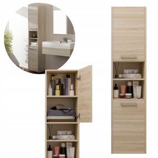 Szafka Łazienkowa Słupek 40cm 6 Półek Pojemny Regał Łazienkowy Dąb Sonoma