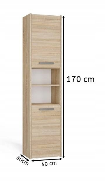 Szafka Łazienkowa Słupek 40cm 6 Półek Pojemny Regał Łazienkowy Dąb Sonoma