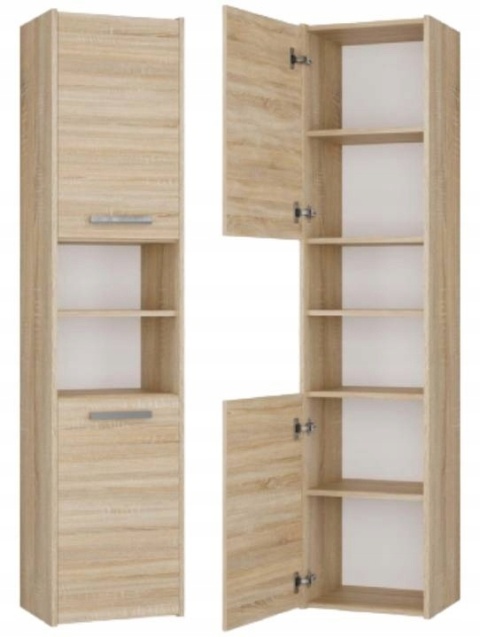 Szafka Łazienkowa Słupek 40cm 6 Półek Pojemny Regał Łazienkowy Dąb Sonoma