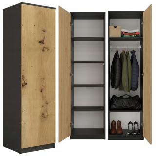 Szafa garderoba 50 cm antracyt dąb artisan półki lub drążek