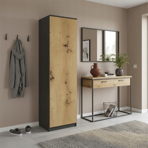 Szafa garderoba 50 cm antracyt dąb artisan półki lub drążek