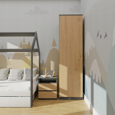 Szafa garderoba 50 cm antracyt dąb artisan półki lub drążek