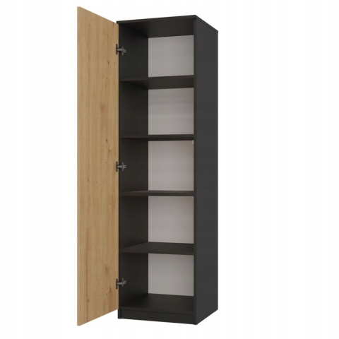 Szafa garderoba 50 cm antracyt dąb artisan półki lub drążek