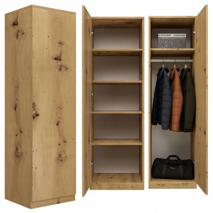 Szafa garderoba 50 cm dąb artisan półki lub drążek