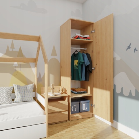 Szafa garderoba 50 cm dąb artisan półki lub drążek