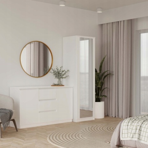 Szafa garderoba z lustrem 50 cm biała półki lub drążek