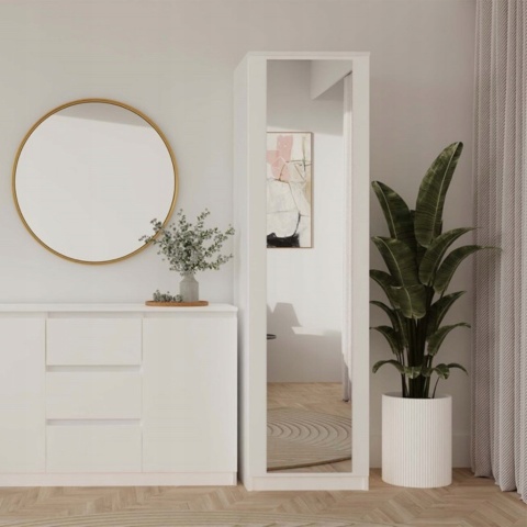 Szafa garderoba z lustrem 50 cm biała półki lub drążek