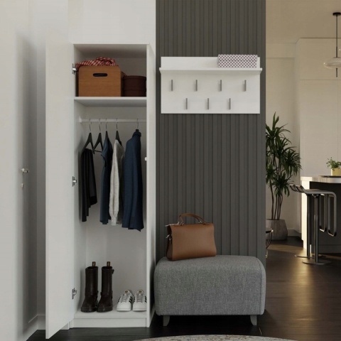 Szafa garderoba z lustrem 50 cm biała półki lub drążek