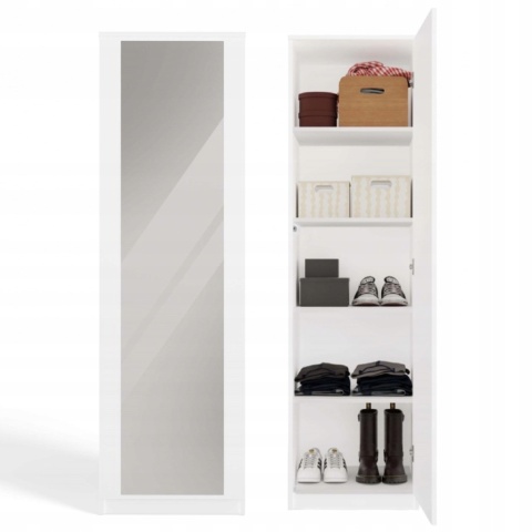 Szafa garderoba z lustrem 50 cm biała półki lub drążek
