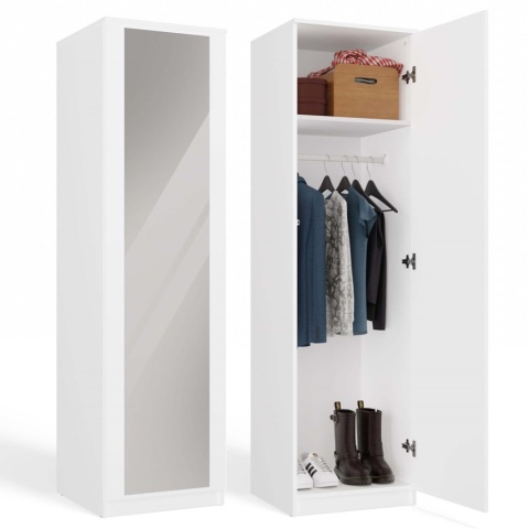 Szafa garderoba z lustrem 50 cm biała półki lub drążek