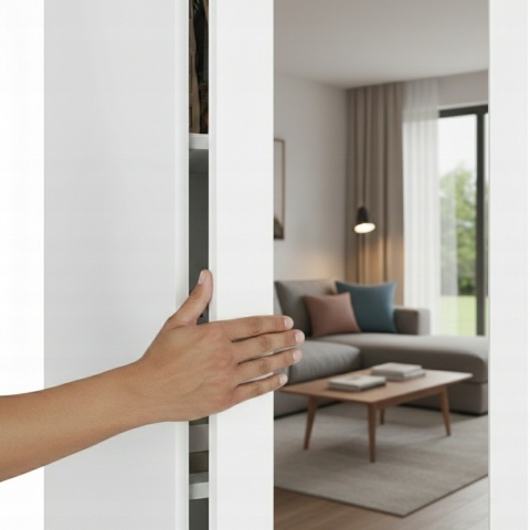 Szafa garderoba z lustrem 50 cm biała półki lub drążek