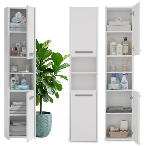 Szafka łazienkowa słupek 40cm SARA S40 6 półek - biały matowy
