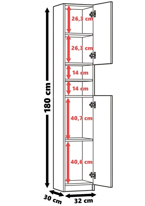 Słupek 32 cm MARBELA szafka łazienkowa 6 półek - biały