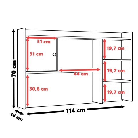 Nadstawka do biurka 120 cm 5 półek - biały matowy