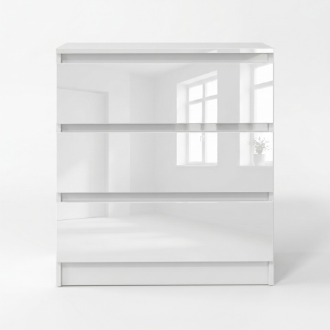 Komoda MALWA 3 szuflady 70 cm - biały połysk