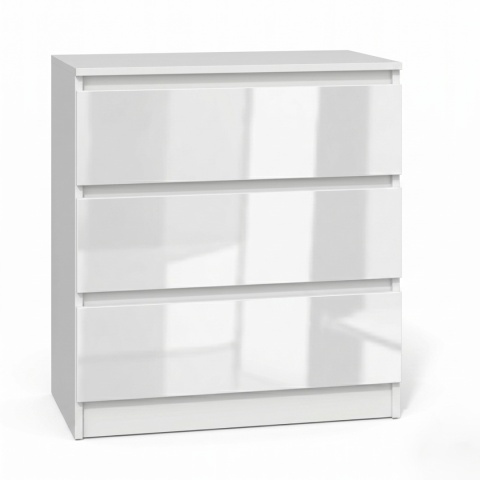 Komoda MALWA 3 szuflady 70 cm - biały połysk