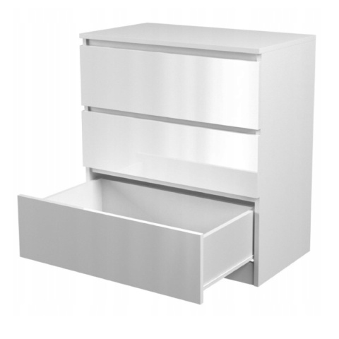 Komoda MALWA 3 szuflady 70 cm - biały połysk