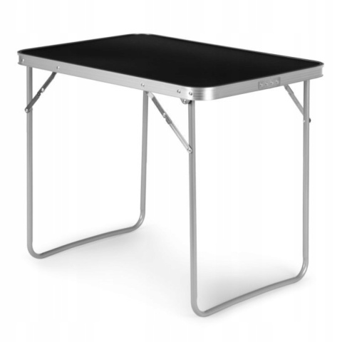 Stół turystyczny składany 80x60 cm walizka – stolik kempingowy ogrodowy czarny MDF