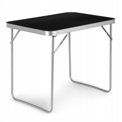 Stół turystyczny składany 80x60 cm walizka – stolik kempingowy ogrodowy czarny MDF