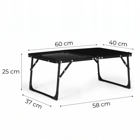 Stolik turystyczny składany 60x40 cm – lekki stolik kempingowy walizka czarny