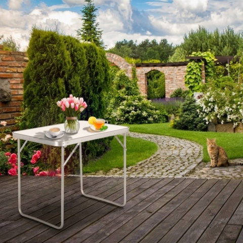 Stolik turystyczny stół piknikowy składany blat 80x60 cm biały