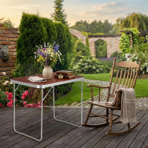Stolik turystyczny składany 80x60 cm – stół kempingowy walizka na taras, balkon i ogród