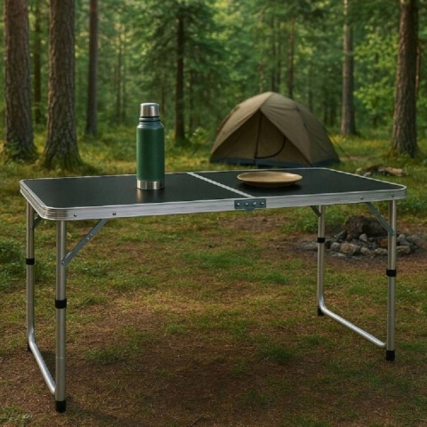 Stół turystyczny składany 120x60 cm stolik kempingowy z regulacją wysokości 60–70 cm