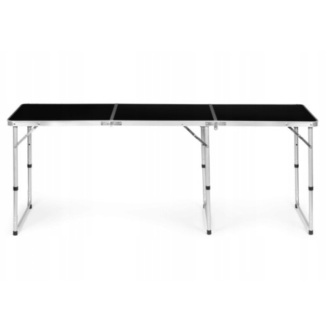 Stolik turystyczny składany czarny 180x60cm - stół kempingowy z regulacją woskości