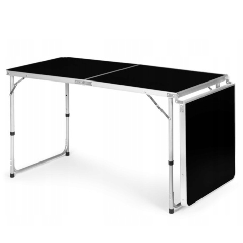 Stolik turystyczny składany czarny 180x60cm - stół kempingowy z regulacją woskości