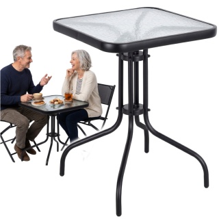 Stół ogrodowy szklany 60x60 cm – kwadratowy stolik na taras, balkon i do ogrodu