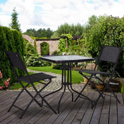 Stół ogrodowy szklany 60x60 cm – kwadratowy stolik na taras, balkon i do ogrodu