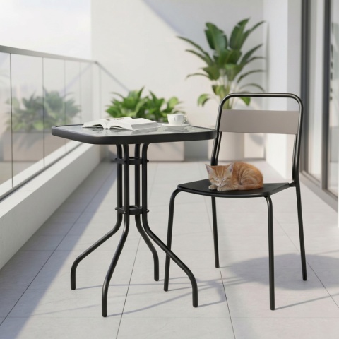 Stół ogrodowy szklany 60x60 cm – kwadratowy stolik na taras, balkon i do ogrodu