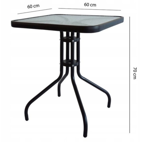 Stół ogrodowy szklany 60x60 cm – kwadratowy stolik na taras, balkon i do ogrodu