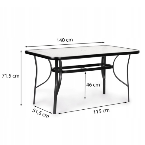 Stół ogrodowy szklany 140x80 cm – duży stół, ława na taras, balkon i do ogrodu