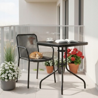 Stolik ogrodowy szklany 60x60 cm – kwadratowy stół na taras, balkon i do ogrodu