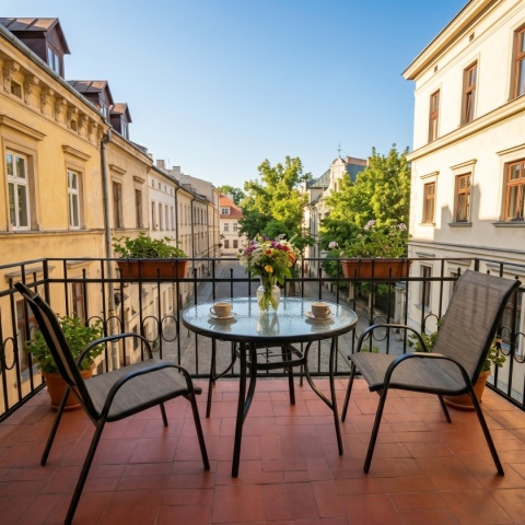 Stolik ogrodowy okrągły 105 cm szklany z otworem na parasol – stół na taras balkon ogród