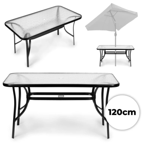 Stół tarasowy z szklanym blatem o długoci 120cm