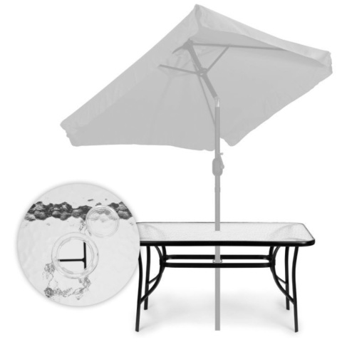 Stolik z otworem na parasol i zaślepką