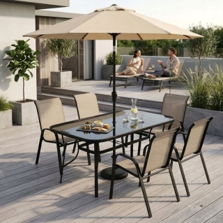 Stół ogrodowy szklany 140x80 cm – duży stół, ława na taras, balkon i do ogrodu