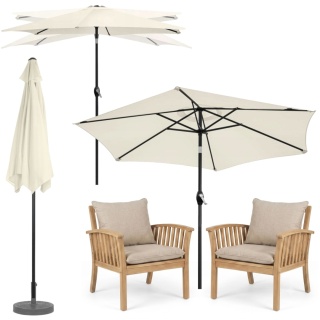Parasol ogrodowy 210 cm z korbką regulowany beżowy balkon taras