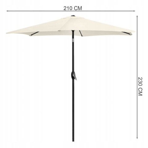Specyfikacja parasola o średnicy 210 cm
