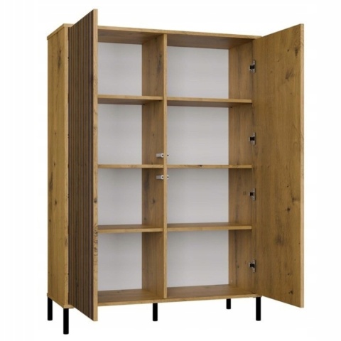 Witryna regał KAMARO 8 półek lamele ryflowany front - dąb artisan