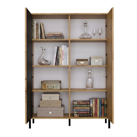 Witryna regał KAMARO 8 półek lamele ryflowany front - dąb artisan