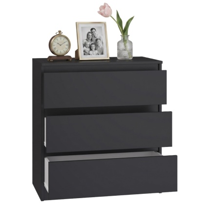 Komoda MALWA 3 szuflady 70 cm - czarny matowy