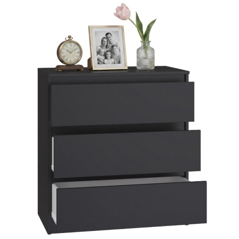 Komoda MALWA 3 szuflady 70 cm - czarny matowy