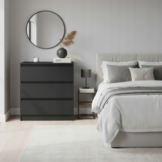 Komoda MALWA 3 szuflady 70 cm - czarny matowy