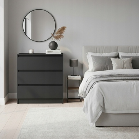 Komoda MALWA 3 szuflady 70 cm - czarny matowy
