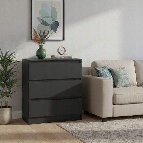 Komoda MALWA 3 szuflady 70 cm - czarny matowy