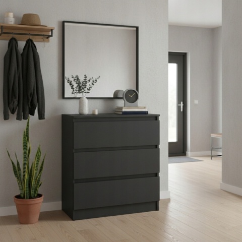 Komoda MALWA 3 szuflady 70 cm - czarny matowy