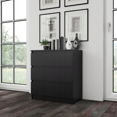 Komoda MALWA 3 szuflady 70 cm - czarny matowy
